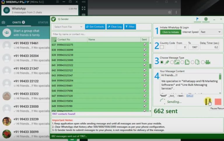 Q sender whatsapp bulk sender tool